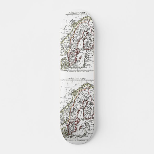1806 Map - La Suede at le Danemarck Skateboard Deck (Front)