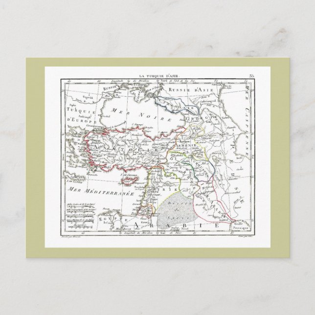 1806 Map - La Turquie d'Asie Postcard (Front)