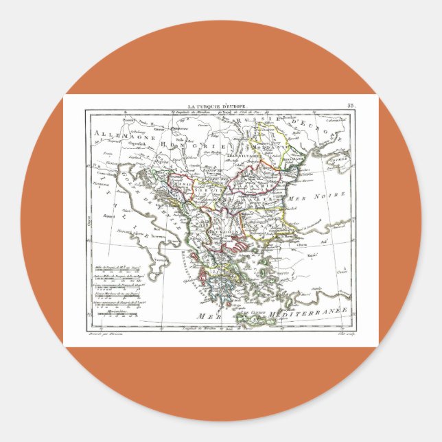 1806 Map - La Turquie d'Europe Classic Round Sticker (Front)