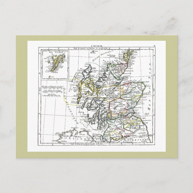 1806 Map - L'Ecosse Postcard (Front)