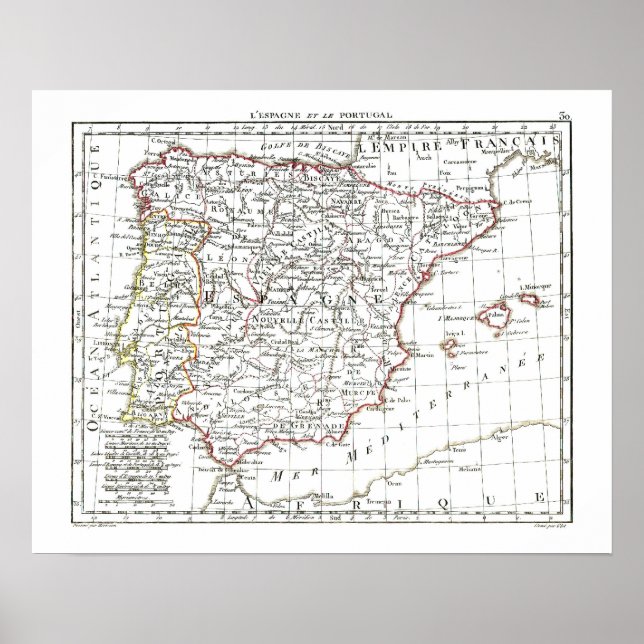 1806 Map - L'Espagne et le Portugal Poster (Front)