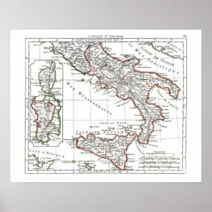 1806 Map - L'Italie 2e Feuille Poster