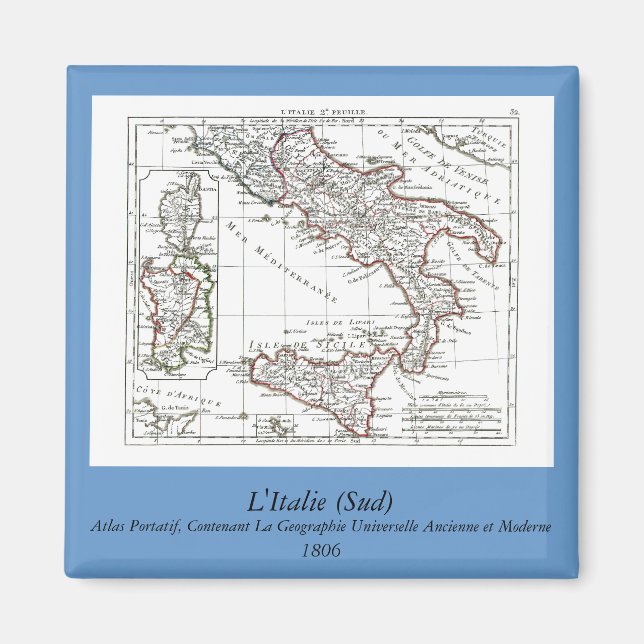 1806 Map - L'Italie (Sud) Magnet (Front)