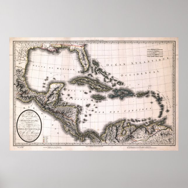1806 West Indies and Gulf Map Poster (Front)