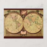 1808 Captain Cook's double-hemisphere World Map Postcard