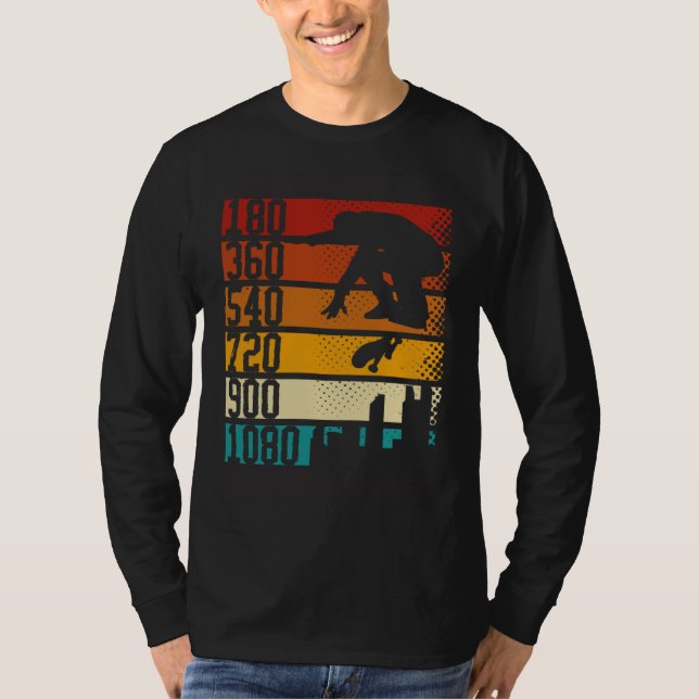 180 360 540 720 900 1080 Skateboarding Skater T-Shirt (Front)
