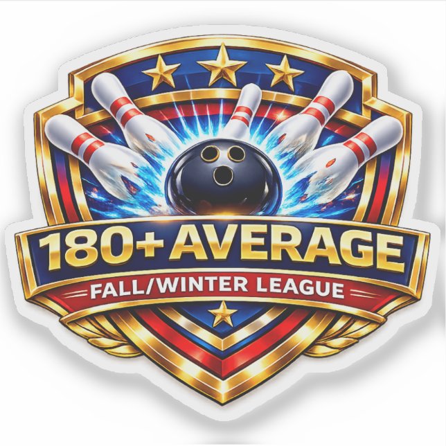 180+ Bowling Average | Fall / Winter League Sticker (Front)