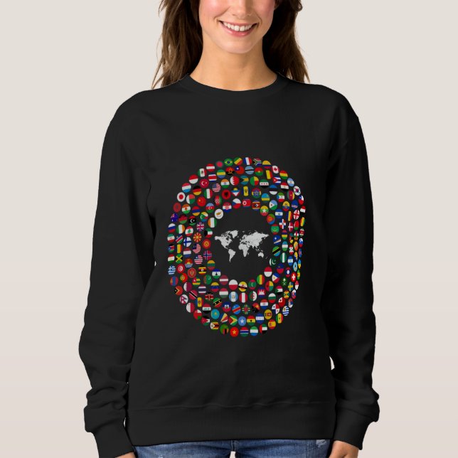 180 Flags,World Flags,World map with flags. Sweatshirt (Front)