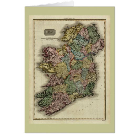 1813 Ireland Map by John Pinkerton Cards (Front)