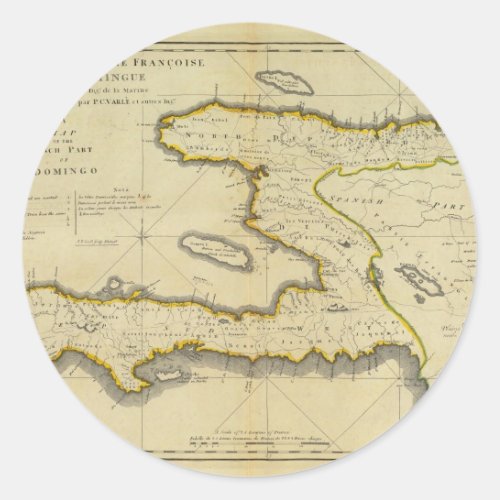 1814 Haiti Map by Mathew Carey Classic Round Sticker