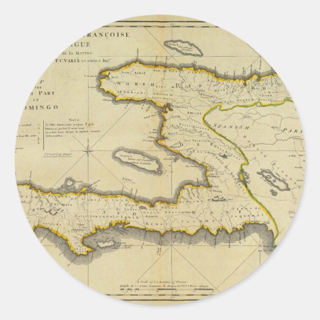 1814 Haiti Map by Mathew Carey Classic Round Sticker (Front)