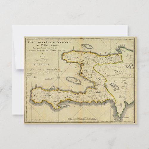 1814 Haiti Map by Mathew Carey Invitation