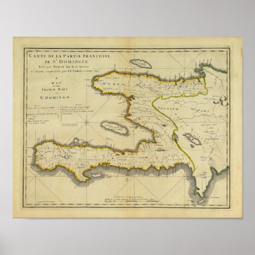 1814 Haiti Map by Mathew Carey Poster