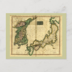 1815 Map of Korea and Japan Postcard
