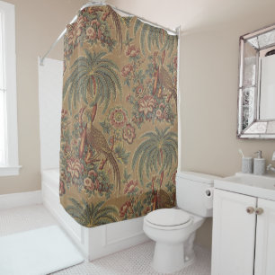 1815 Vintage Bird Tree Floral Pattern Shower Curtain