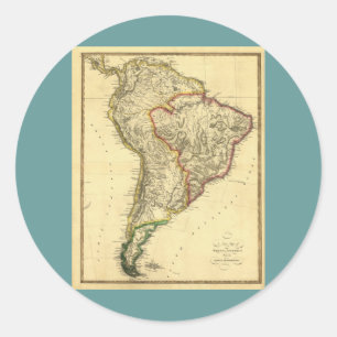 1817 Map of South America Classic Round Sticker