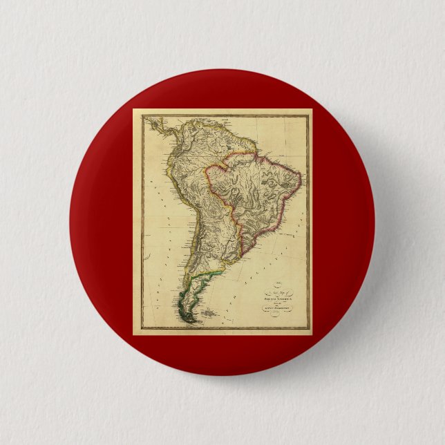 1817 Map of South America Pinback Button (Front)