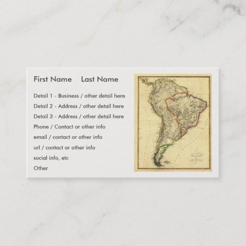 1817 Old Map of South America Business Card