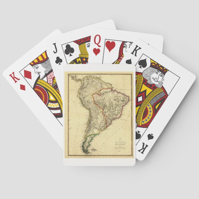 1817 Old Map of South America Poker Cards (Back)