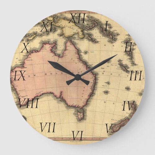 1818 Australasia Map _ Australia New Zealand Large Clock