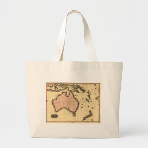1818 Australasia  Map _ Australia New Zealand Large Tote Bag