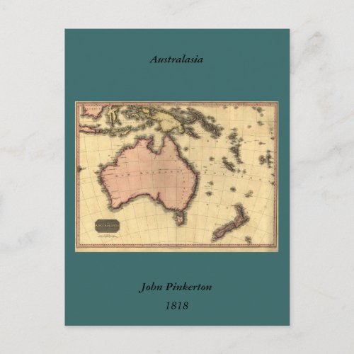 1818 Australasia  Map _ Australia New Zealand Postcard