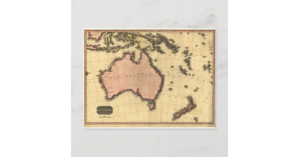 1818 Australasia Map Australia, New Zealand Postcard Zazzle
