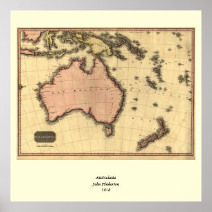1818 Australasia  Map - Australia, New Zealand Poster