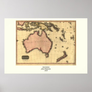 1818 Australasia  Map - Australia, New Zealand Poster