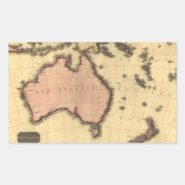 1818 Australasia Map - Australia, New Zealand Rectangular Sticker (Front)