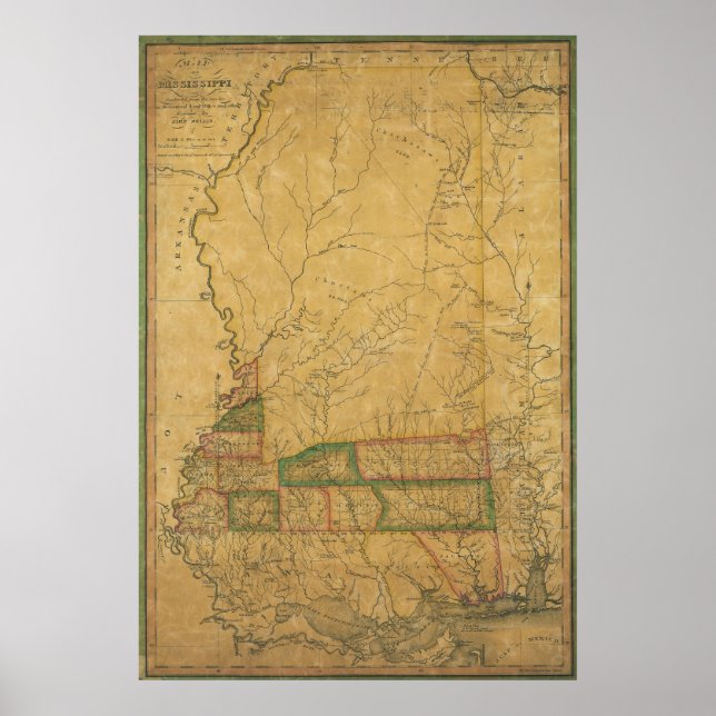 1820 Map of Mississippi Poster (Front)