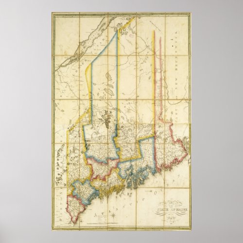 1820 Map of the State of Maine Poster