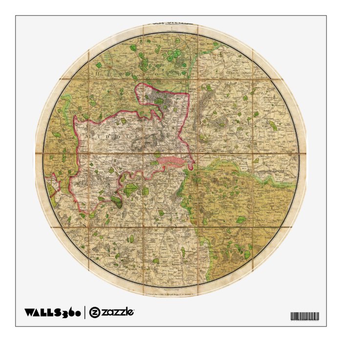 1820 Mogg Pocket or Case Map of London England Wall Decals