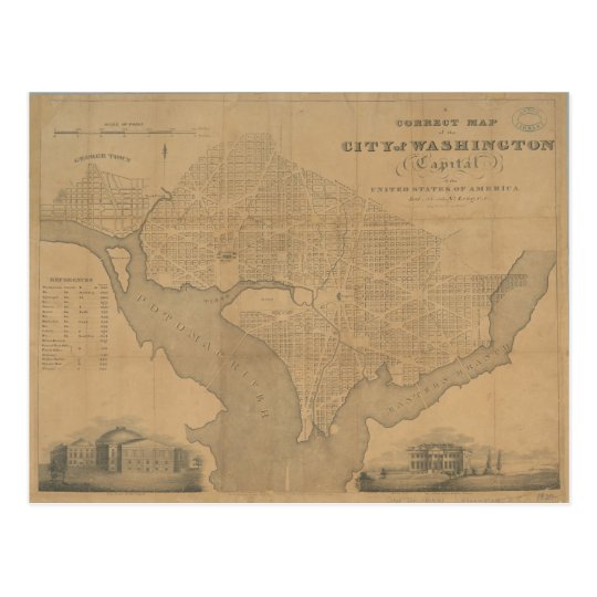 1820 Vintage Washington DC Map Postcard  Zazzle.com
