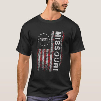 1821 Missouri State US Flag Vintage For Men Women  T-Shirt