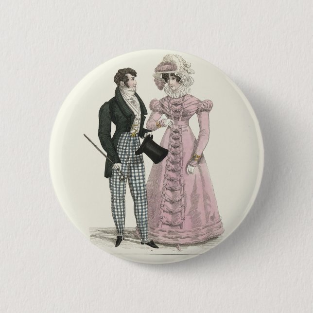 1823 Antique Wedding Man Woman Fashion Button (Front)