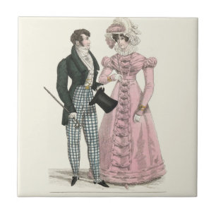 1823 Antique Wedding Man Woman Fashion Ceramic Tile