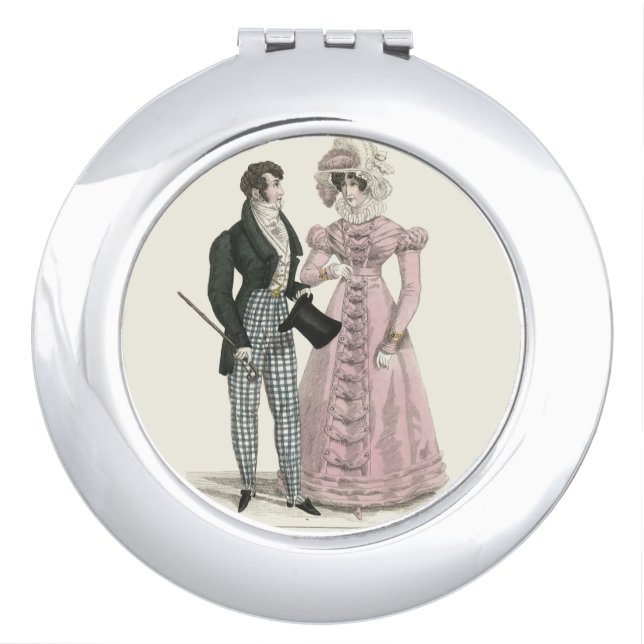 1823 Antique Wedding Man Woman Fashion Compact Mirror (Front)