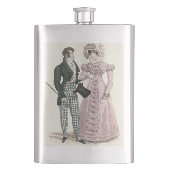 1823 Antique Wedding Man Woman Fashion Flask (Front)