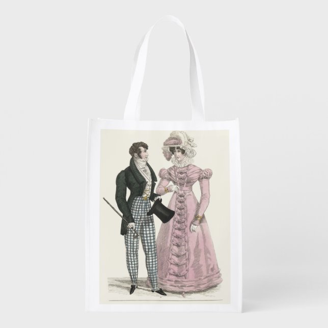1823 Antique Wedding Man Woman Fashion Grocery Bag (Back)