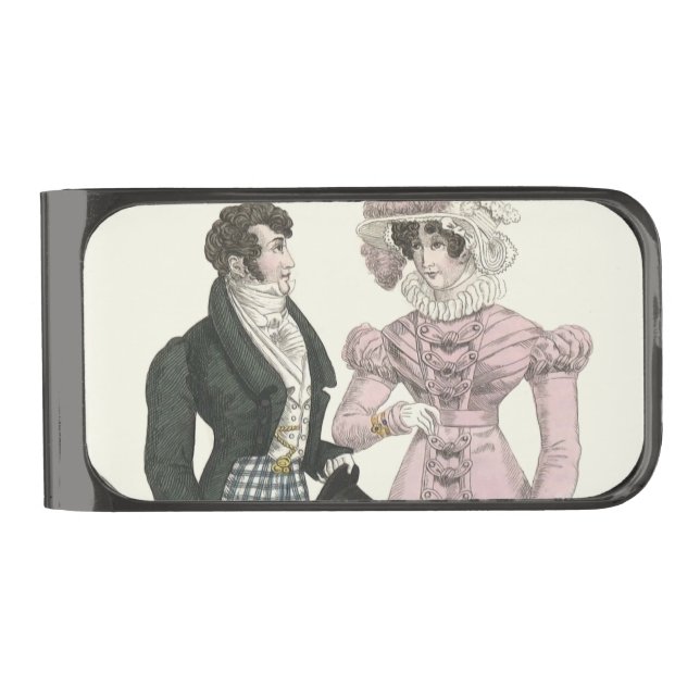 1823 Antique Wedding Man Woman Fashion Gunmetal Finish Money Clip (Front)