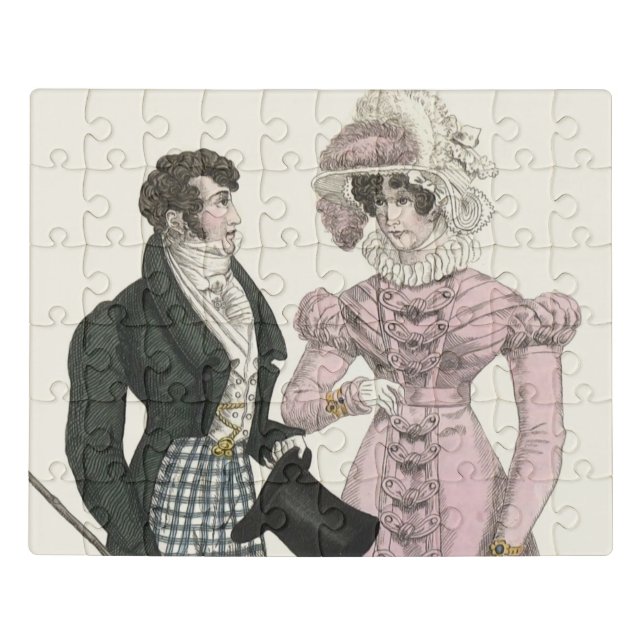 1823 Antique Wedding Man Woman Fashion Jigsaw Puzzle (Puzzle Horizontal)