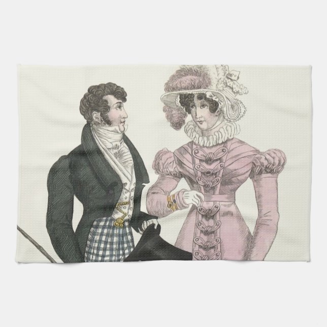 1823 Antique Wedding Man Woman Fashion Kitchen Towel (Horizontal)