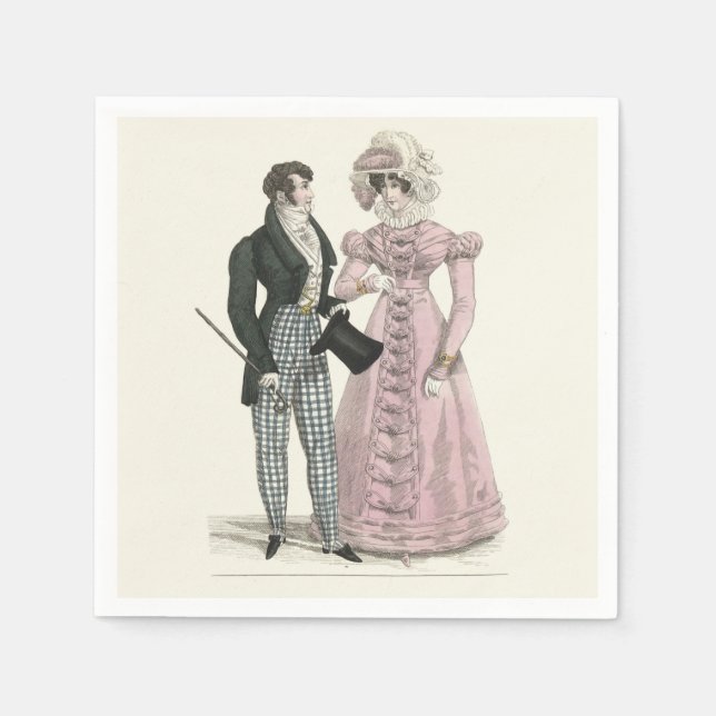 1823 Antique Wedding Man Woman Fashion Napkins (Front)