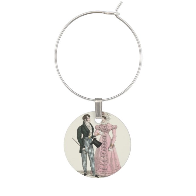 1823 Antique Wedding Man Woman Fashion Wine Charm (Front)