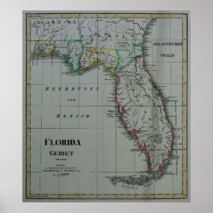 1823 Florida Map Poster