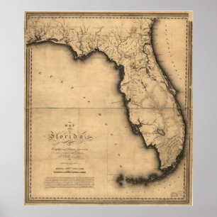 1823 Map of the Florida Poster