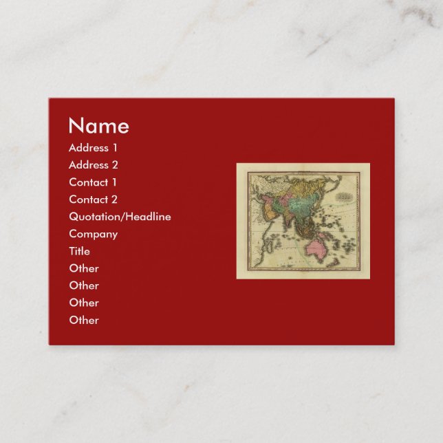 1825 Map of Asia by Henry Tanner Business Card (Front)