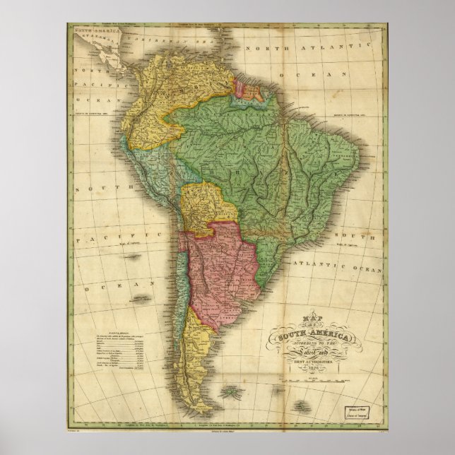 1826 Map of South America Poster (Front)