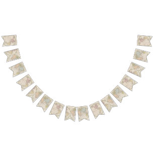 1831 Antique World Map Travel Theme Bunting Flags